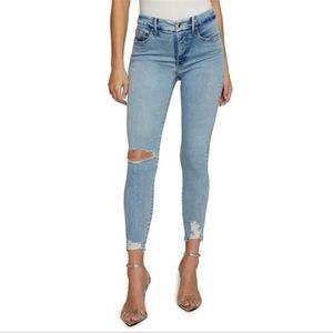 Good American Women's Good Legs Skinny Jeans Chewed Hem Pockets High Waist 8/29